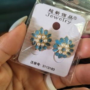 Blue and Peral Earrings